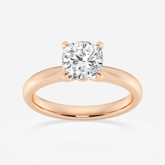 1 1/2 ctw Cushion Lab Grown Diamond Petite Solitaire Engagement Ring - Picture 5 of 6